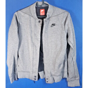 Nike Sportswear Rally Varsity Snap Button Fleece Tech Jacket Womens Size Small
